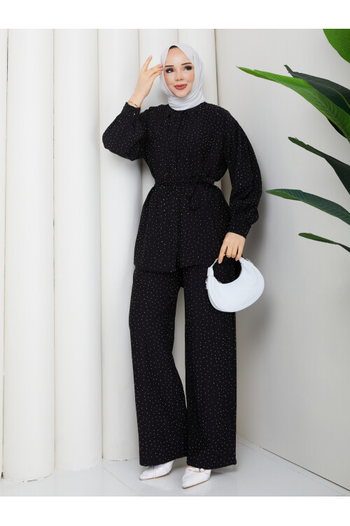 FULL SERPME TAŞLI TAKIM - SİYAH