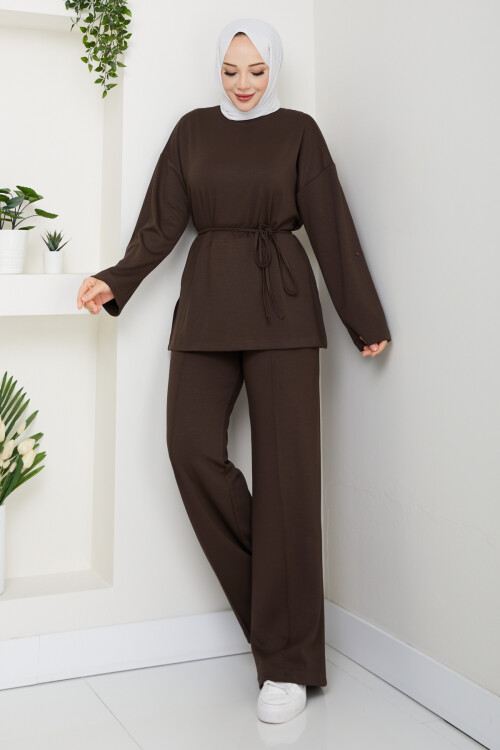 İp Bağlamalı Takım Kahverengi