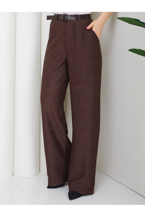 KEMER DETAY MASSİMO PANTOLON - ACI KAHVE