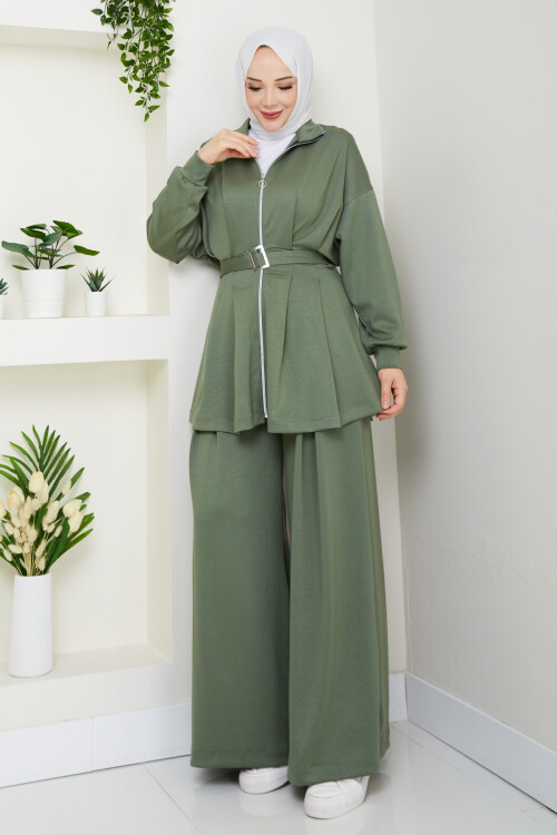 Kemerli Bol Paça Takım Yeşil