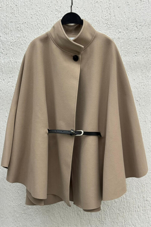 Kemerli Kaşe Panço Krem