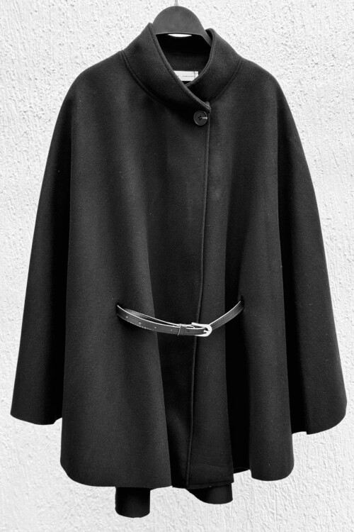 Kemerli Kaşe Panço Siyah