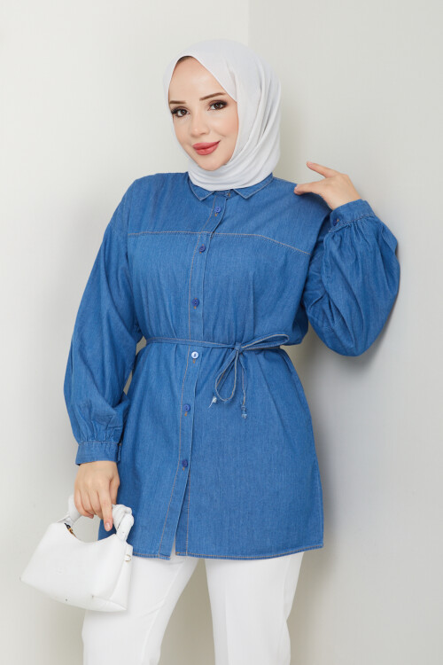 KOT BAĞCIKLI GÖMLEK-LACİVERT