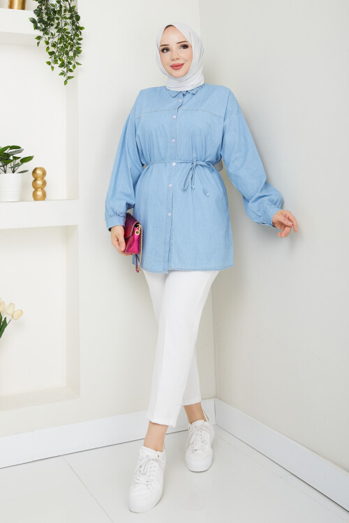 KOT BAĞCIKLI GÖMLEK-MAVİ