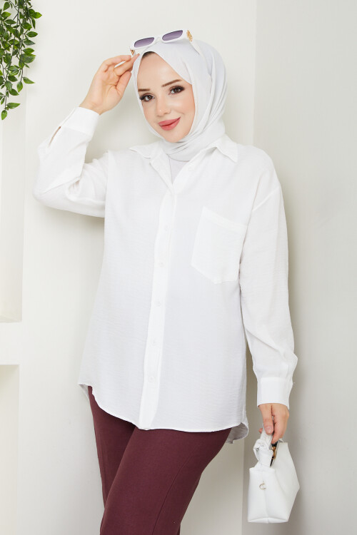 KRMT KIRIŞIK KETEN GÖMLEK-BEYAZ