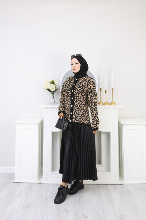 LEOPAR DESEN KOMBİN -CAMEL