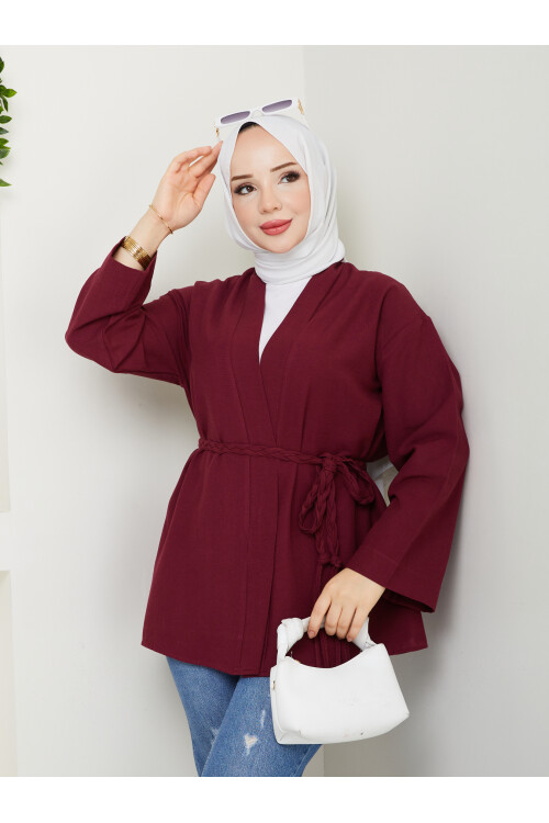 MİLANO KETEN KİMONO-BORDO