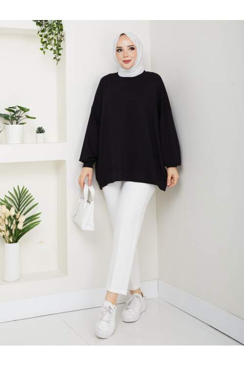 MY OVERSİZE DÜZ SWEAT -SİYAH