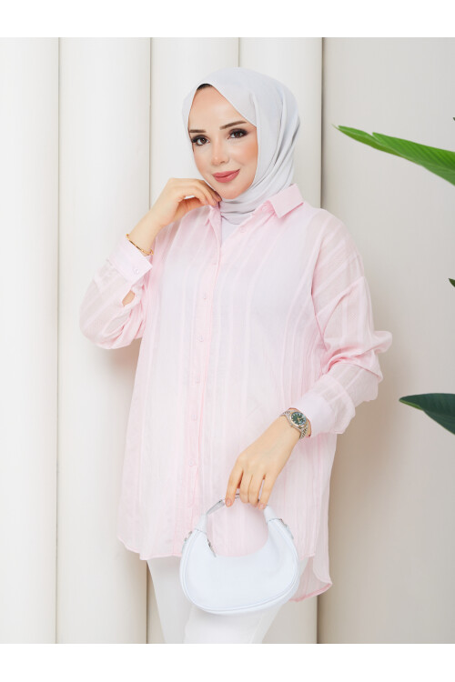 NESLİ OVERSİZE GÖMLEK - PEMBE