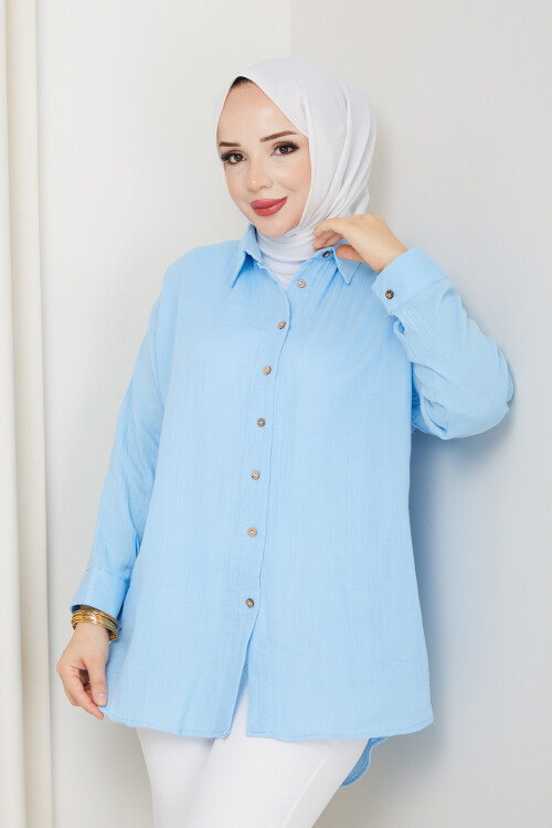 NV TAHTA DÜĞMELİ GÖMLEK-BEBE MAVİ