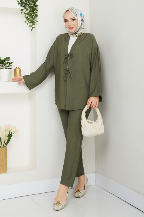 ÖN BAĞLAMALI PANTOLON TAKIM-HAKİ