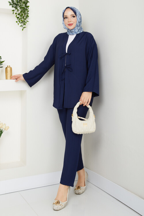 ÖN BAĞLAMALI PANTOLON TAKIM-LACİVERT