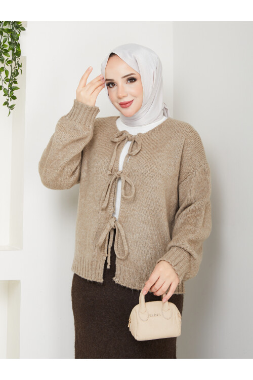 Önü Bağlamalı Laura Hırka Vizon