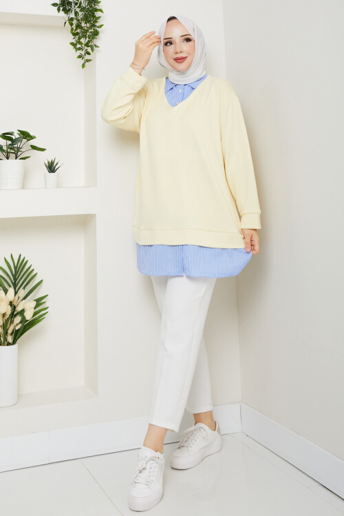 Oysho Gömlek Yaka Tunik Sarı