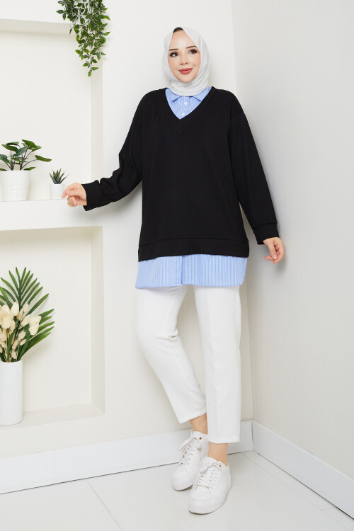 Oysho Gömlek Yaka Tunik Siyah