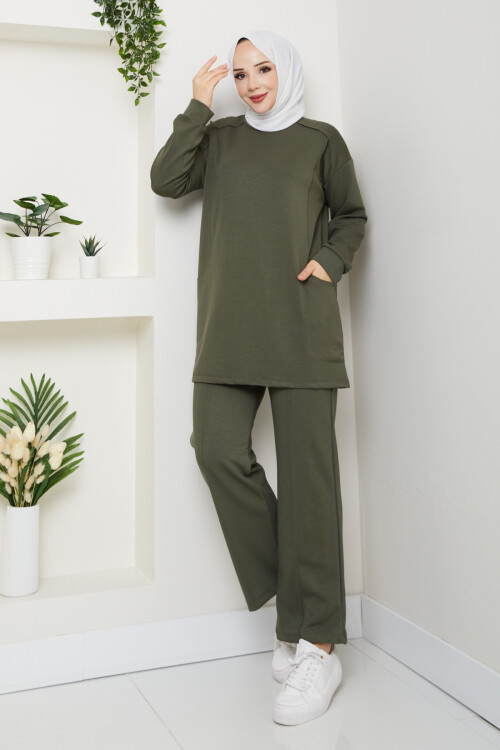 Oysho Naturel Dikişli Cepli Takım Haki