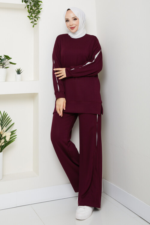 Oysho Pantolon Tuniği Garnili Takım Bordo