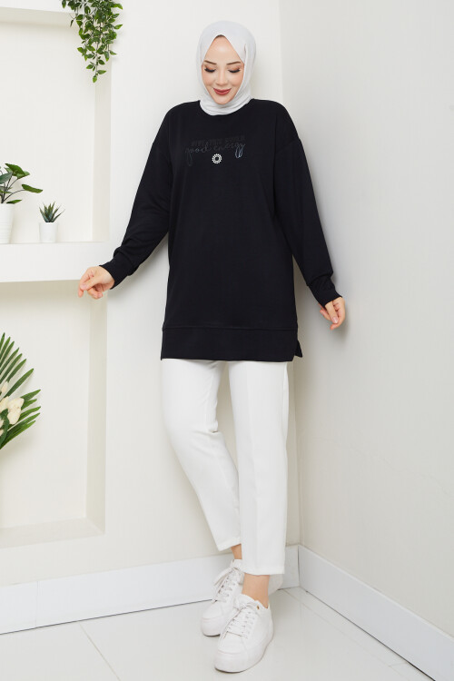 Oysho Salaş Tunik Enjeksiyon Baskılı Siyah