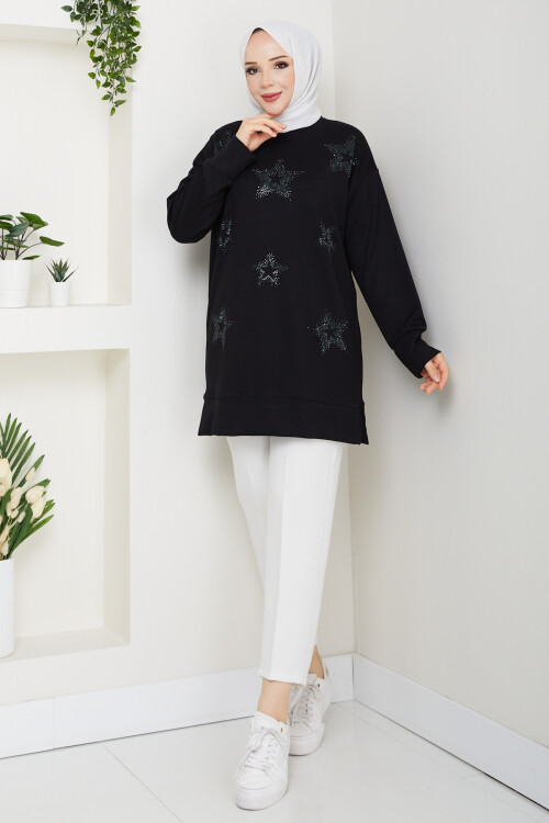 Oysho Yıldız Taşlı Tunik Siyah
