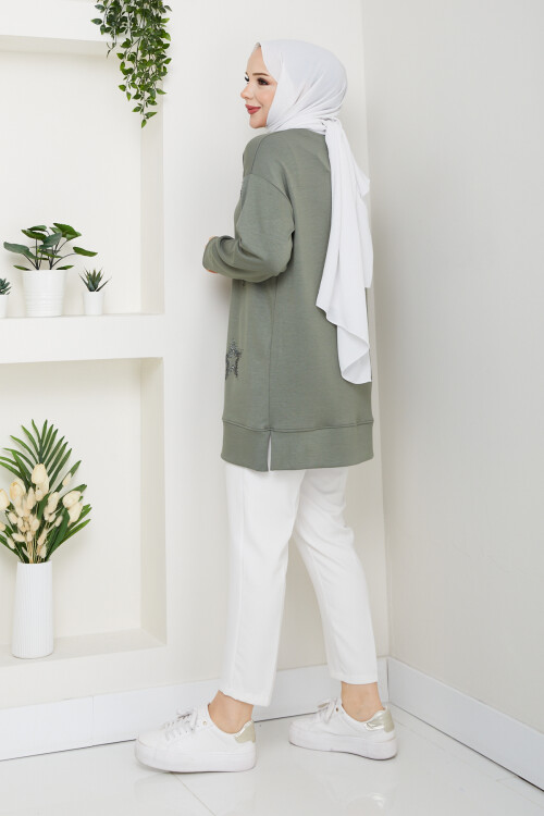 Oysho Yıldız Taşlı Tunik Yeşil