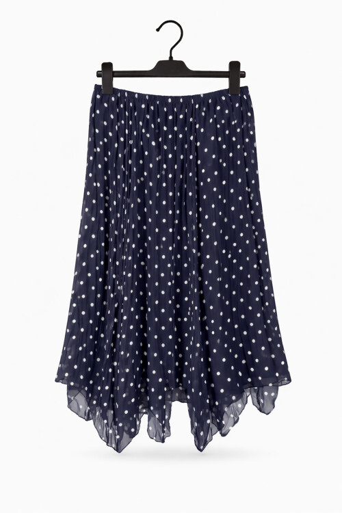 PUANTİYELİ ŞİFON ETEK - LACİVERT