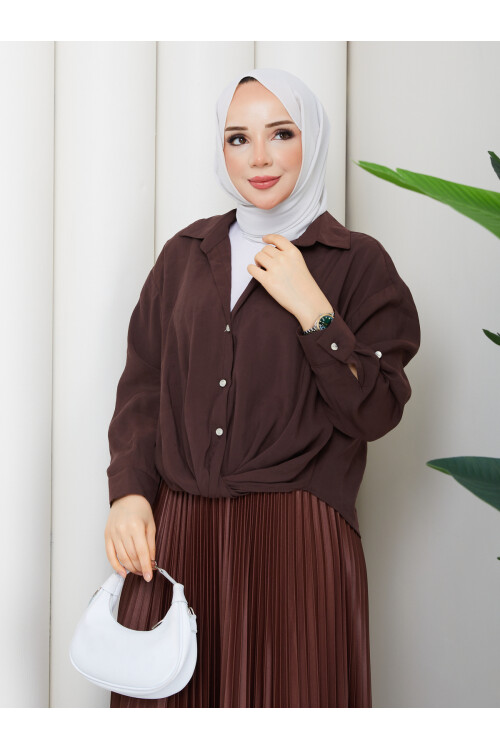 QN BURGULU GÖMLEK-ACI KAHVE