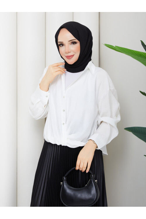 QN BURGULU GÖMLEK-BEYAZ