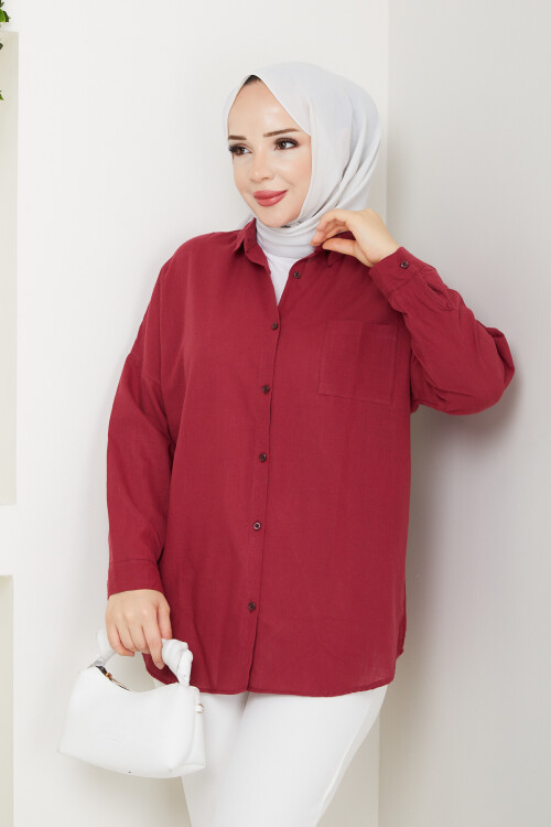 ŞK CEPLİ MODAL GÖMLEK-BORDO