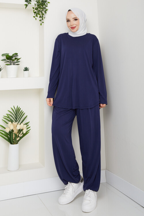 ŞK LAZERLİ PİLELİ PANTOLON TAKIM-LACİVERT