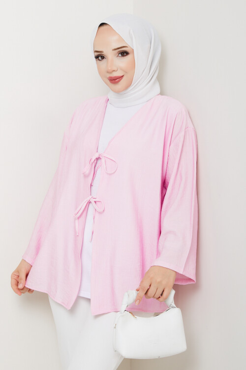 SMY BAĞLAMALI KİMONO-PEMBE