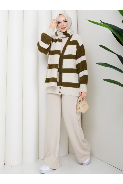 TRİKO HIRKA ATKI KOMBİN - YEŞİL