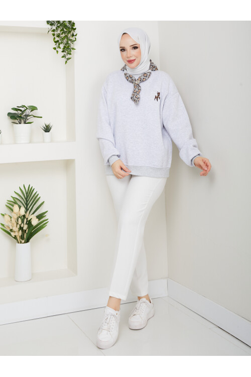 ÜÇ İP FUARLI SWEAT-GRİ