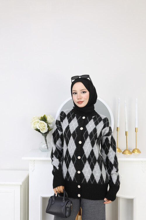 V BAKLAVA  DESEN HIRKA -SİYAH