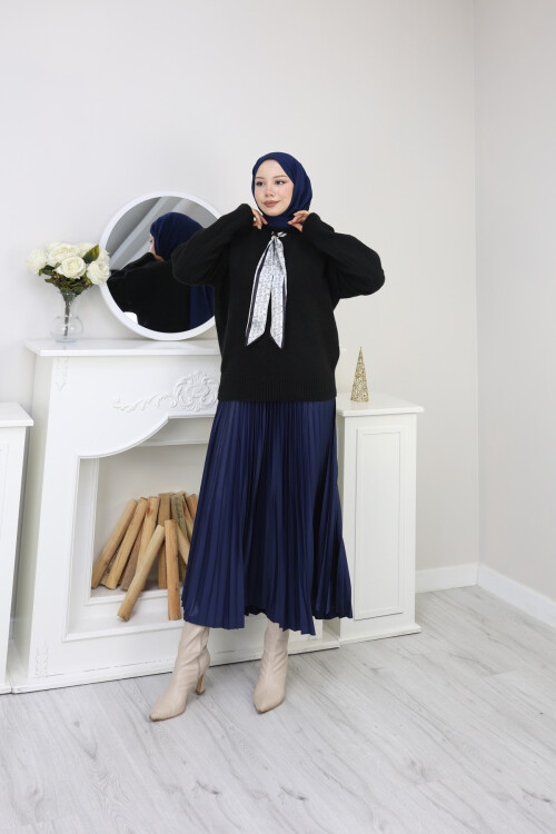 VNZ  FULARLI KAZAK - SİYAH