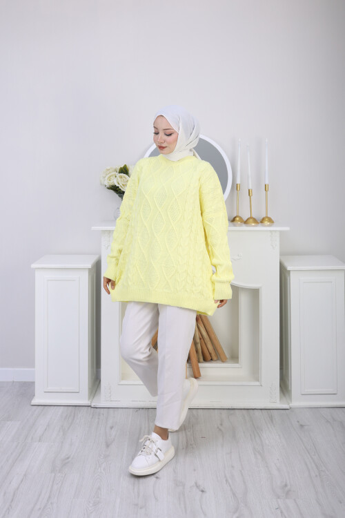 VNZ ÖRGÜLÜ TRİKO KAZAK-SARI