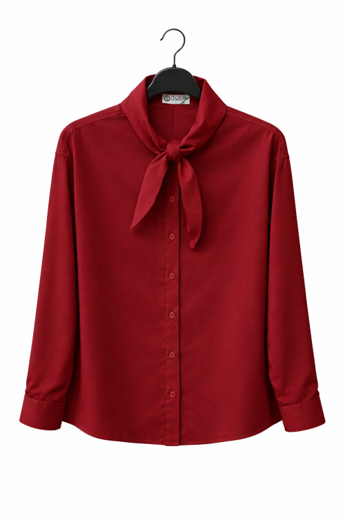 YAKA DETAYLI GÖMLEK - BORDO