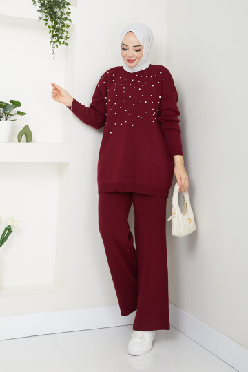 BONCUKLU KAZAK KOMBİN-BORDO