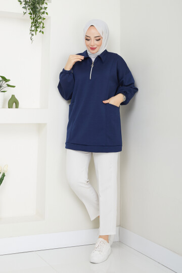 SMY CEPLİ SWEAT-LACİVERT
