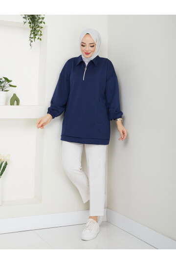 SMY CEPLİ SWEAT-LACİVERT