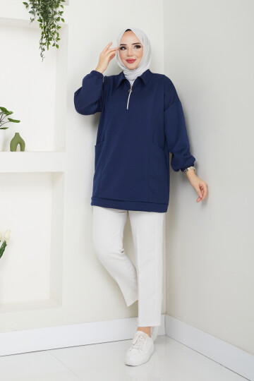 SMY CEPLİ SWEAT-LACİVERT