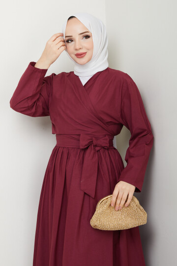 BLUZU BAĞLAMALI ETEKLİ ZARA TAKIM-BORDO