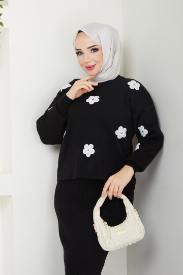 PLT PAPATYALI ELBİSE-SİYAH