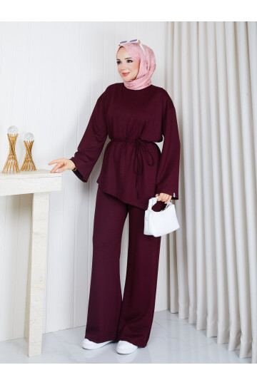 0006-Asimetrik Kesim Takım-Bordo