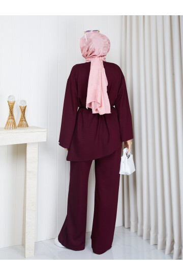 0006-Asimetrik Kesim Takım-Bordo