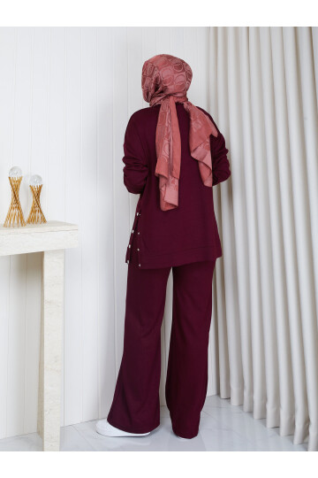 0019-Çıtçıtlı Takım-Bordo
