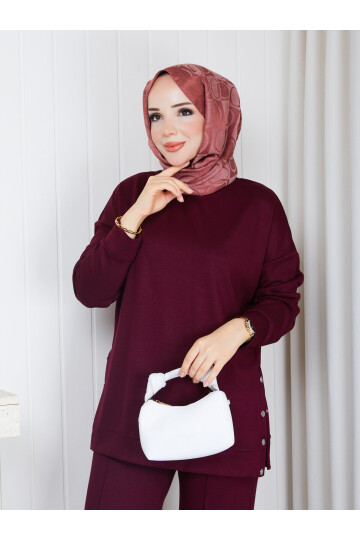 0019-Çıtçıtlı Takım-Bordo