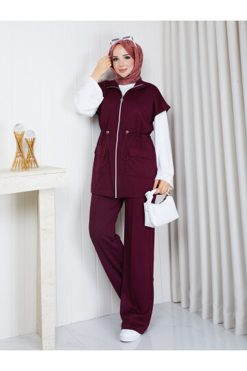 0202 Fermuarlı Oysho Takım-Bordo