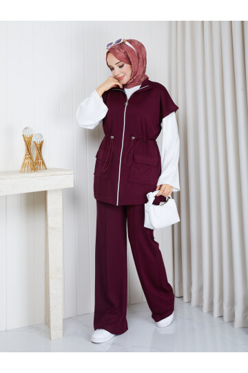0202 Fermuarlı Oysho Takım-Bordo