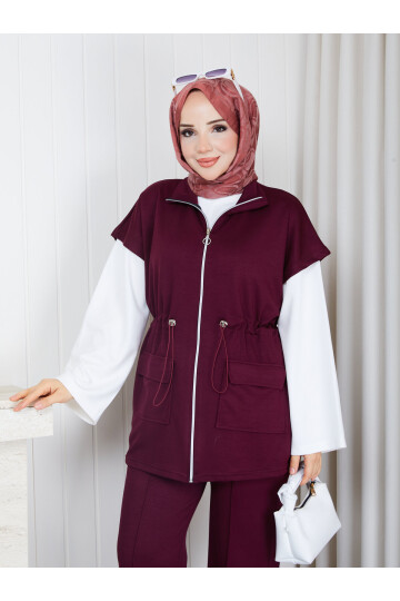 0202 Fermuarlı Oysho Takım-Bordo