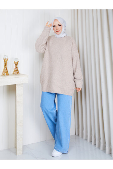 0965 Oversize Salaş Triko Kazak – Krem